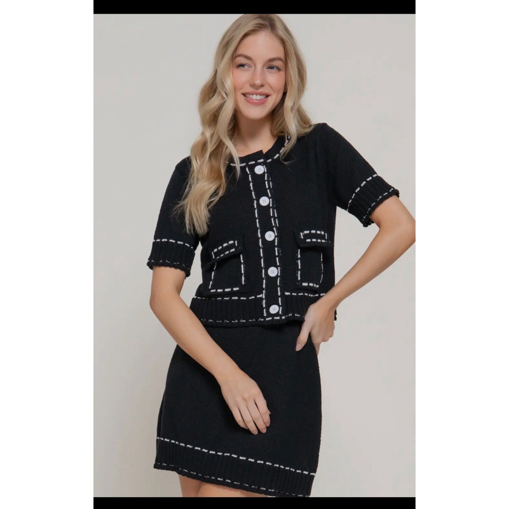 Active Sweater Knit Skirt Black 2 pc set nwt